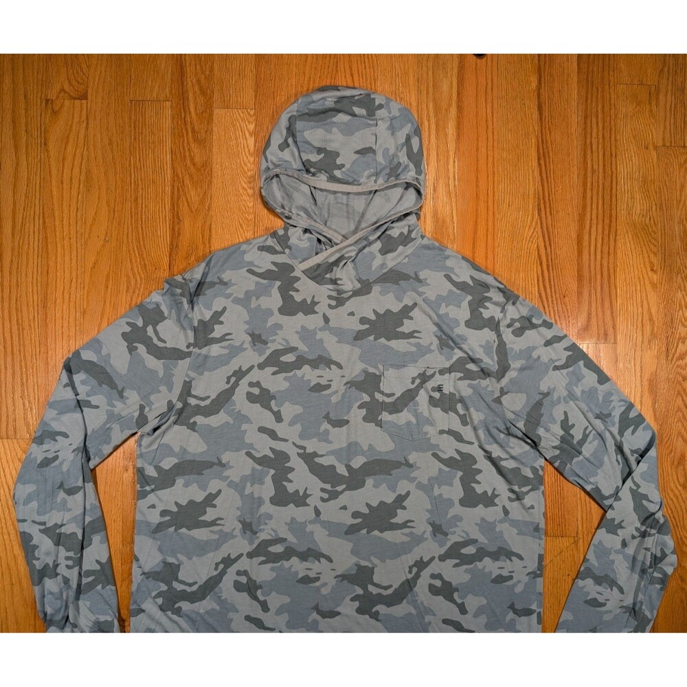 Free Fly Long Sleeve Hooded Shirt Sun Hoodie Mens L Hiking Fishing Bamboo Camo